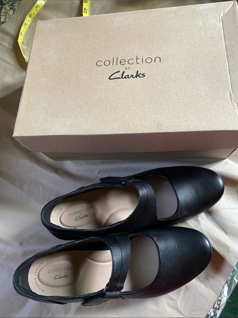 Clarks Black Mary Jane Flats with Adjustable Strap